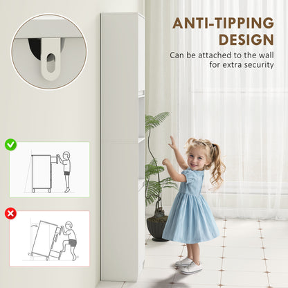 Narrow Bathroom Cabinet, Slim Bathroom Storage Unit with Open Compartment