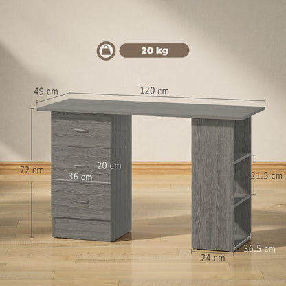 Computer Desk with Drawers, Home Office Desk, Writing Table, PC Workstation with 3 Storage Shelves for Working, Study