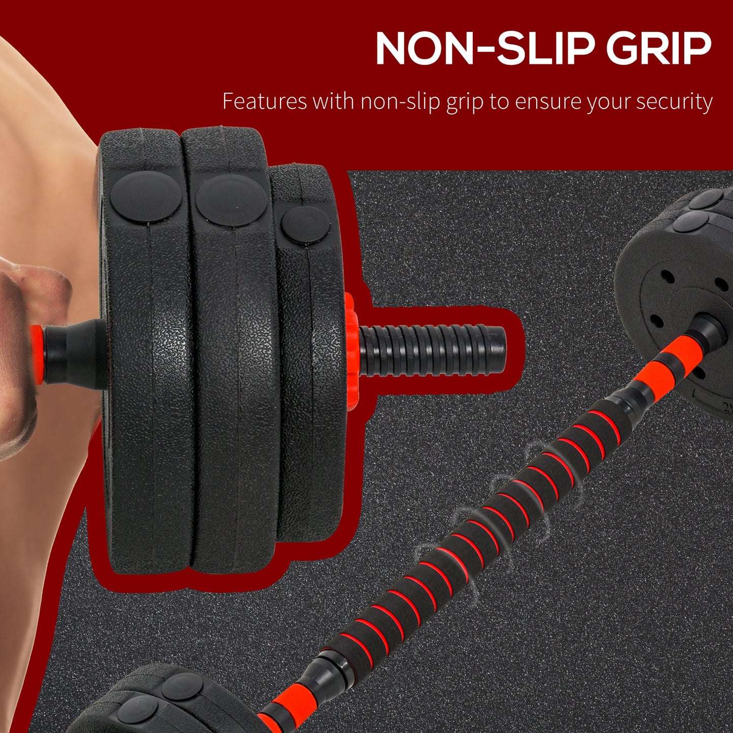 25kg 2 IN 1 Adjustable Dumbbells Weight Set, Dumbbell Hand Weight Barbell for Body Fitness, Lifting Training for Home