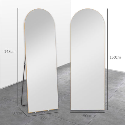 150cm Arched Full Length Mirror - Gold Tone