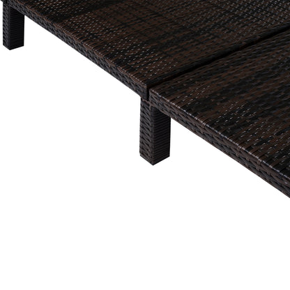 Rattan Sun Lounger, 5-Level Adjustable Garden Lounger Recliner with Cushion and Headrest, Outdoor Reclining Sunbed