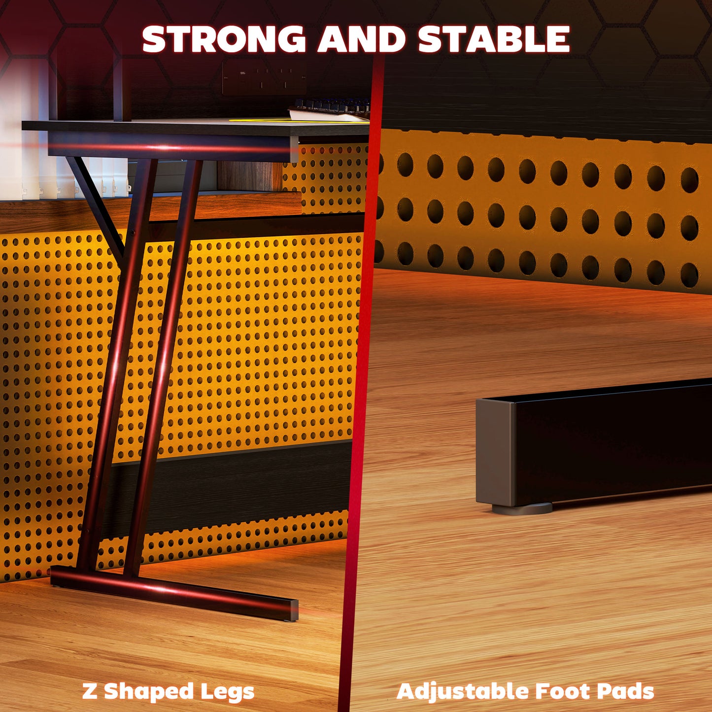 Two-Level LED Gaming Desk - Black