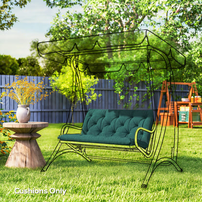 2 Seater Bench Pad, Garden Chair Cushion with Back and Ties for Indoor and Outdoor Use, 98 x 100 cm, Green