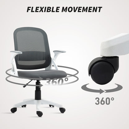 Breathable Mesh Office Chair, Ergonomic Swivel Computer Chair with Flip-up Armrests, Lumbar Back Support for Home/Office