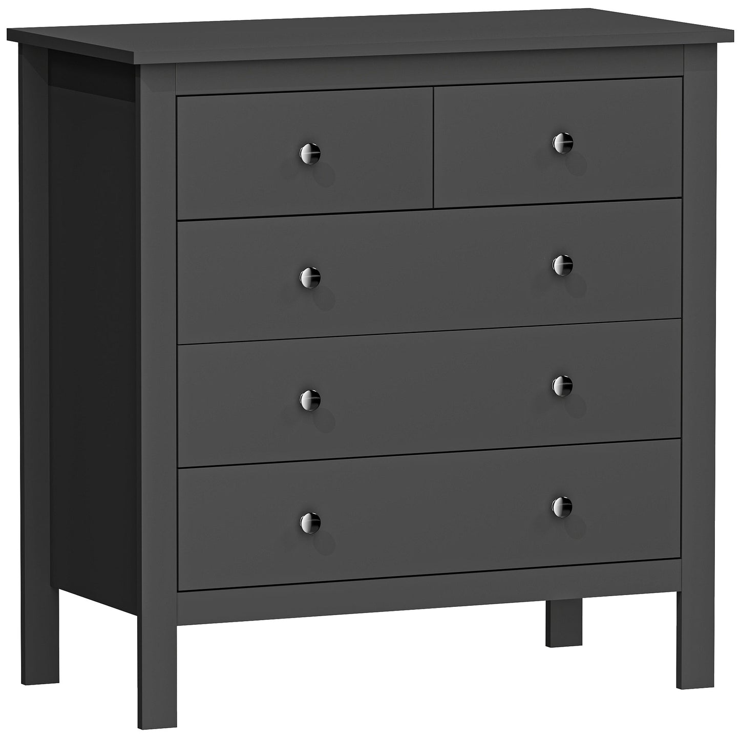 5 Drawer Dresser for Bedroom, Modern Chest of Drawers, Wide Storage Unit for Living Room, Hallway, Black