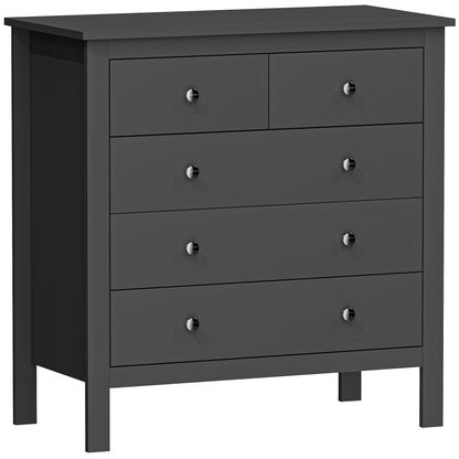 5 Drawer Dresser for Bedroom, Modern Chest of Drawers, Wide Storage Unit for Living Room, Hallway, Black