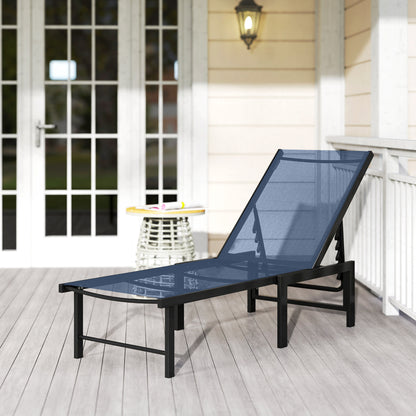 Reclining Sun Lounger - Dark Blue