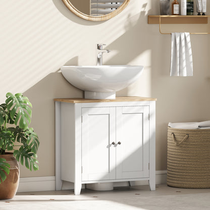 Under Sink Cabinet, Bathroom Sink Cabinet with 2 Doors, Pedestal Under Sink Design, Freestanding Bathroom Cupboard