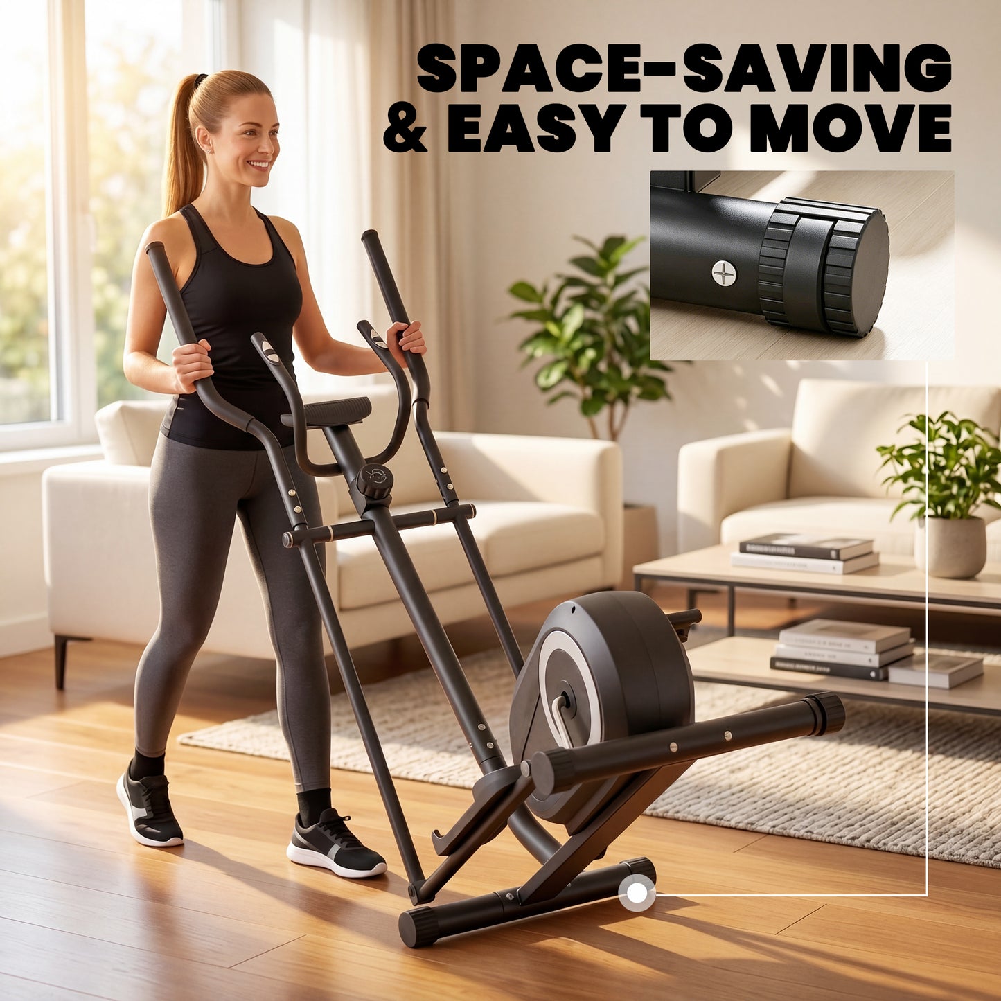 Elliptical Cross Trainer for Home, Quiet Magnetic Elliptical Machine with Bluetooth, App Compatible, 8-Level Resistance
