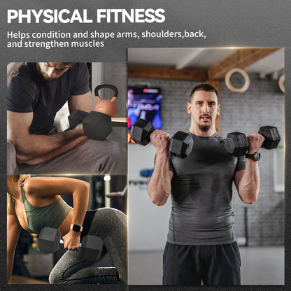 2x15KG Rubber Hex Dumbbell Portable Hand Weights Dumbbell Home Gym