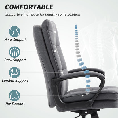 Double Padded Linen-Look Office Chair - Charcoal Grey