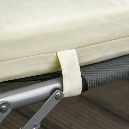 Set of 2 Sun Lounger Cushions, Replacement Cushions for Rattan Furniture with Ties, 196 x 55 cm, Cushion ONLY, Cream White