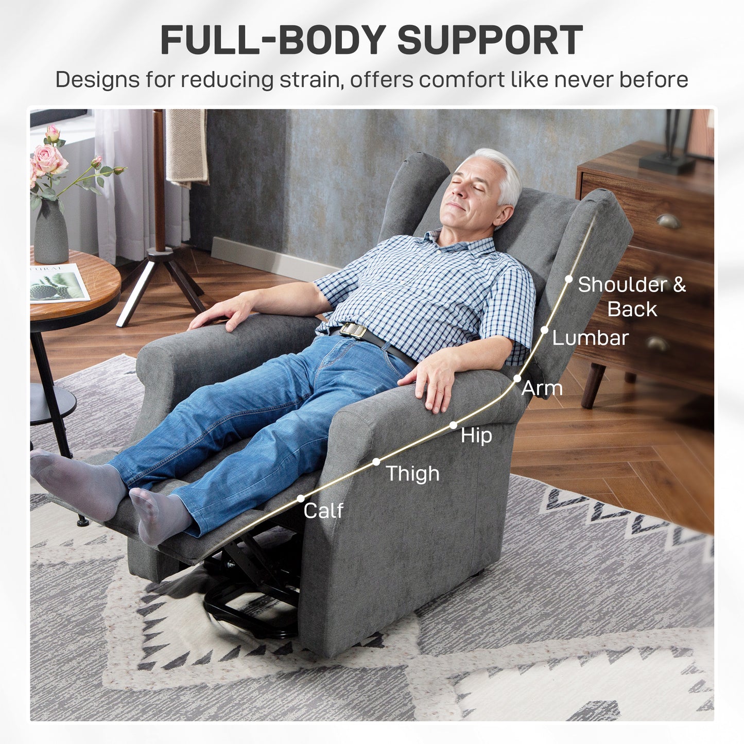 Power Lift Recliner Armchair, Electric Lift Chair for Elderly, Fabric Riser and Reclining Chair with Remote Control