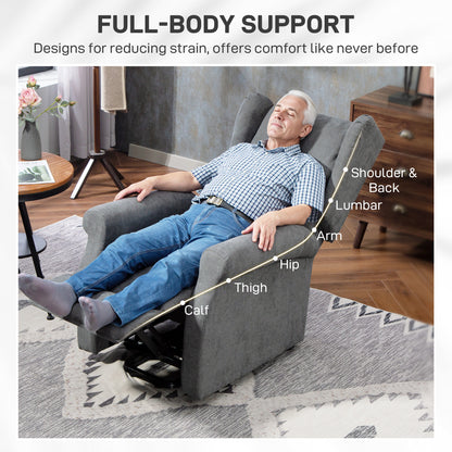 Power Lift Recliner Armchair, Electric Lift Chair for Elderly, Fabric Riser and Reclining Chair with Remote Control