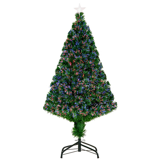 4FT Pre-Lit Fibre Optic Artificial Christmas Tree Holiday Xmas Décor with Tree Topper Multi-Colour