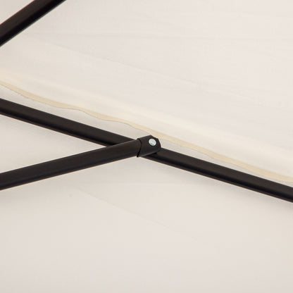 3(m) Half Parasol, Semi Round Umbrella with Metal Frame, Crank Handle for Balcony, Garden, Cream White