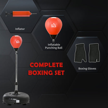 Punching Bag with Stand, 133-151cm Adjustable Height, for Teens, Red/Black