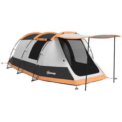 2 Man Camping Tent, with Two Rooms and Porch - Orange