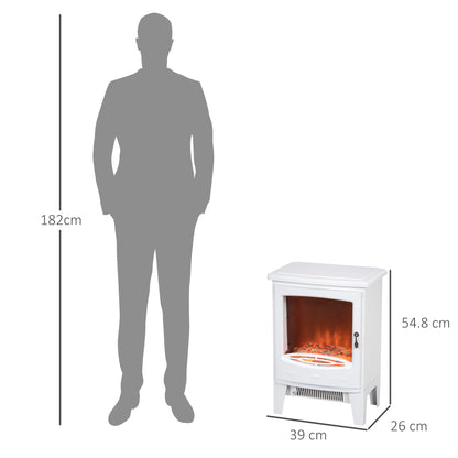 Tempered Glass Casing Electric Fireplace, Freestanding Electric Fire with Realistic Flame Effect, Log Burner