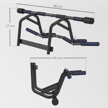 Multi-Grip Doorway Pull Up Bar with Non-Slip Grips, Chin Up Bar with Anti-Fall Slot for Indoor Gym Upper Body Workout