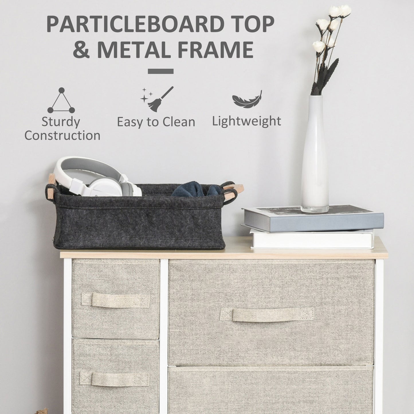 Chest of Drawers with 7 Drawers, Fabric Drawers with Large Storage Space, Drawers Dresser with Metal Frame