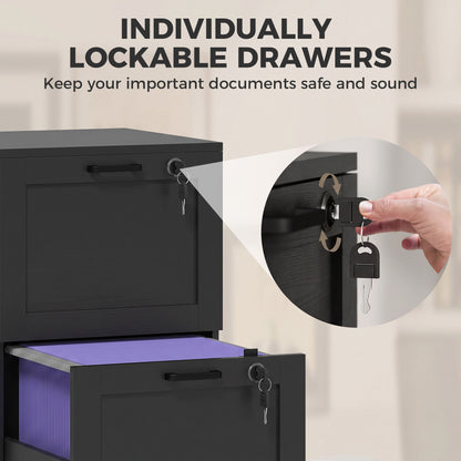 2-Drawer Filing Cabinet with Lock - Black