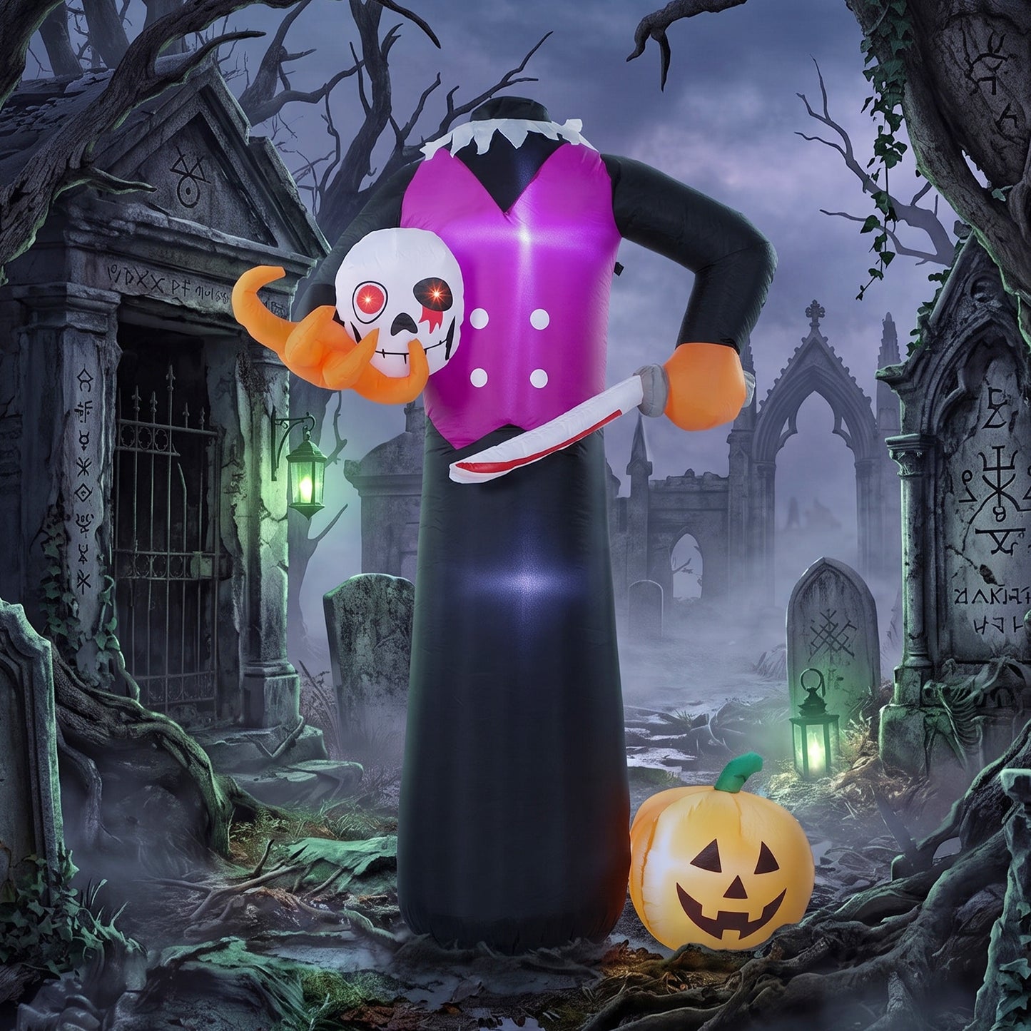 6 FT Halloween Inflatable Headless Skeleton, Blow Up Halloween Skeleton Decoration with LED Lights for Indoor Outdoor