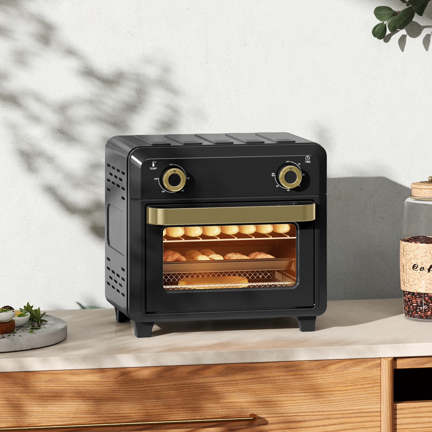 10L Air Fryer Oven, Mini Oven, Oil Free Cooking, Grill, Roast, Bake, with Adjustable Temperature, Timer, Dishwasher Safe