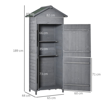 Wooden Garden Storage Shed Utility Gardener Cabinet w/ 3 Shelves, Tilted-felt Roof and Two Lockable Doors