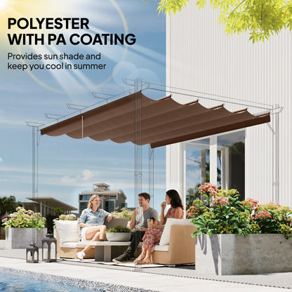 Retractable Pergola Cover, 2.55 x 2.5 m Replacement Canopy Fabric for 3 x 3 m Frame, Roof Top Only, Brown