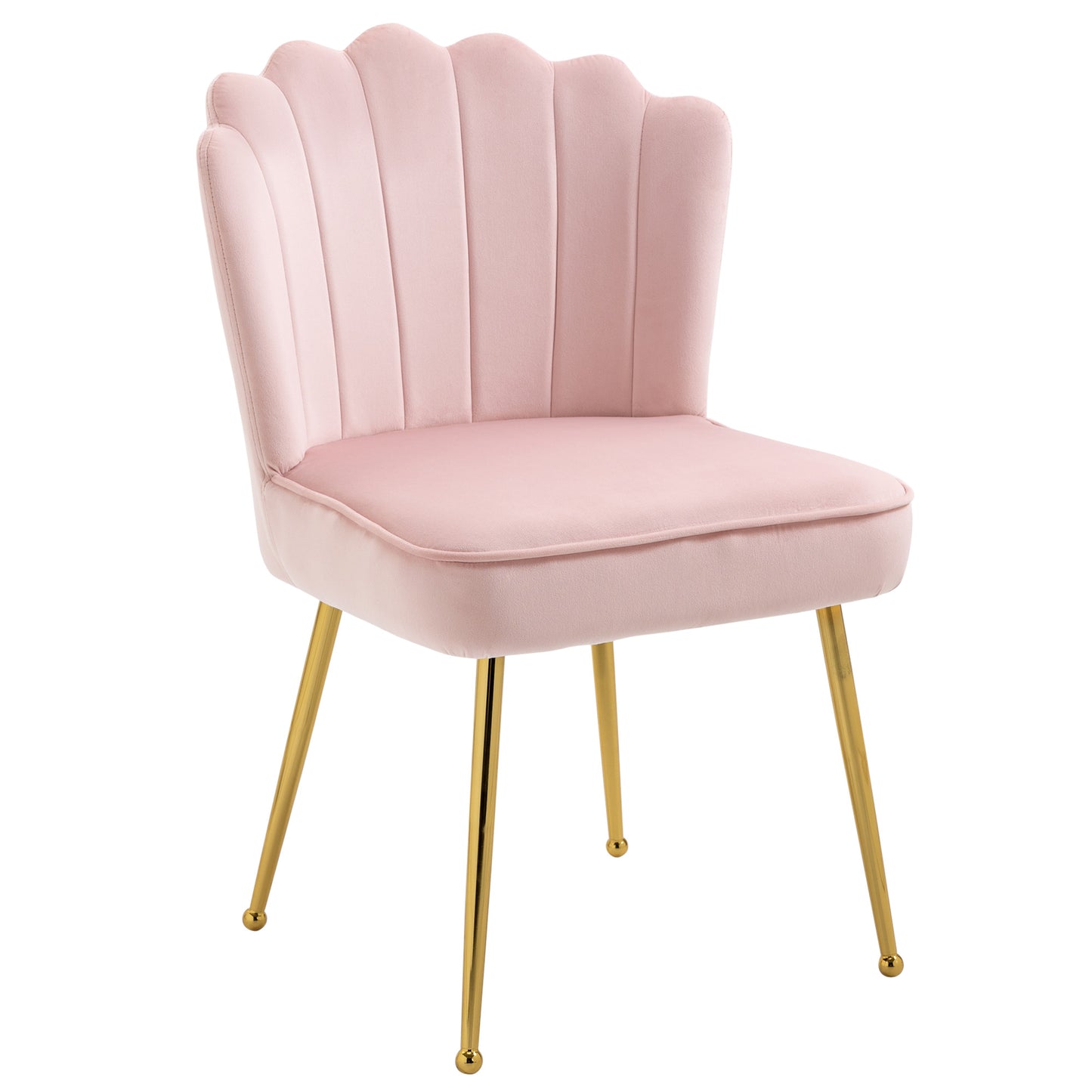 Velvet-Feel Shell Accent Chair with Metal Legs and Comfort Padding - Pink