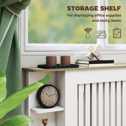Radiator Cover with Open Storage Shelves, Vertical Slatted Cabinet Shelf Heater Cover for Living Room, Hallway, Extra Large