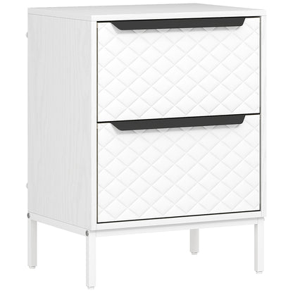 Chest of Drawers, Dresser with 2 Fabric Drawers and Aluminium Handles - White