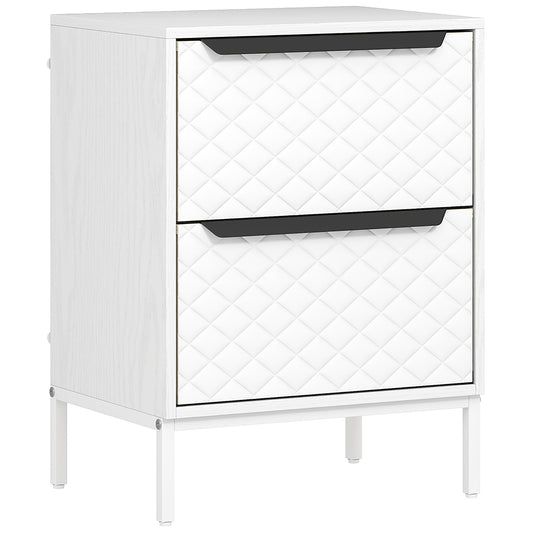 Chest of Drawers, Dresser with 2 Fabric Drawers and Aluminium Handles - White