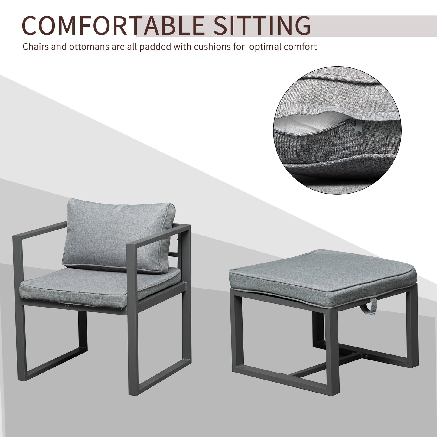 9PCs Patio Aluminium Dining Set, Space Saving Cube Set with 4 Chairs, 4 Ottoman, Cushions, 8 Seater Garden Furniture
