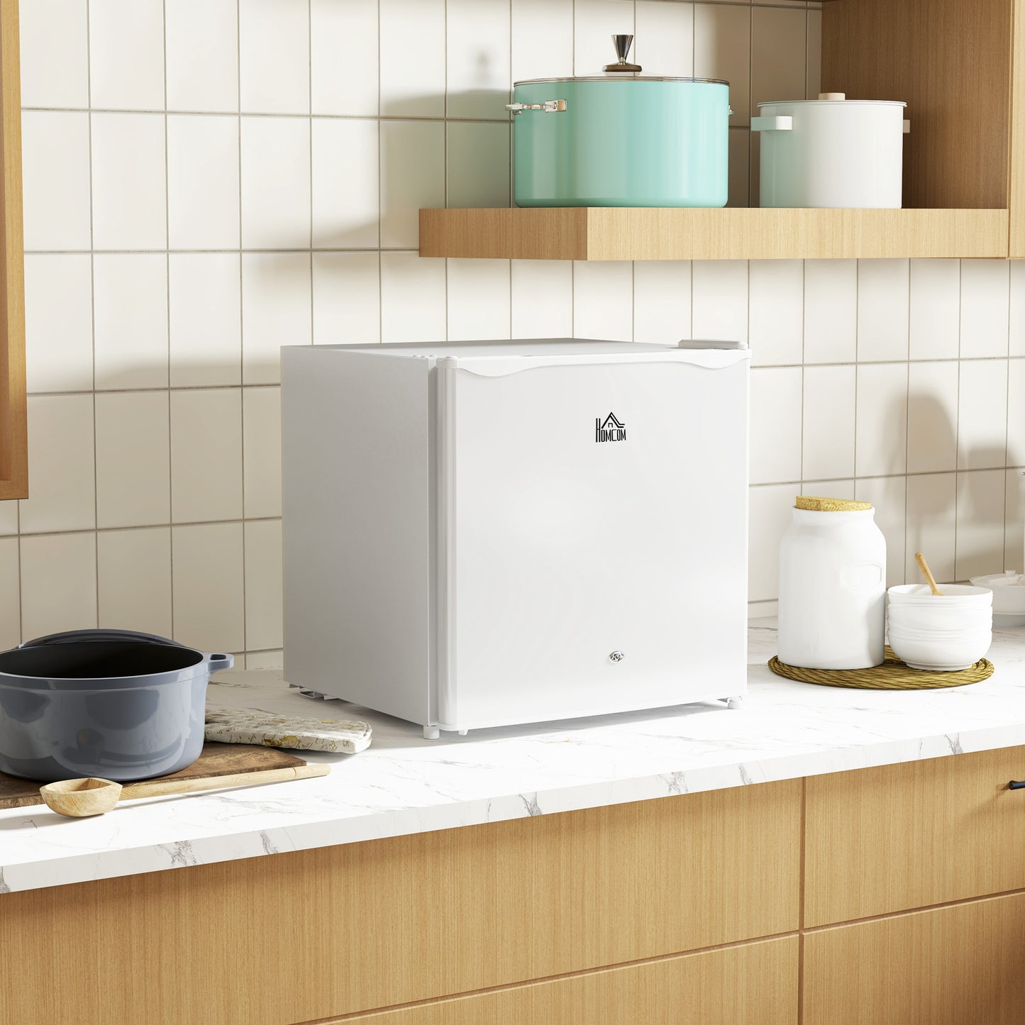 46 Litre Lockable Countertop Fridge - Cream White