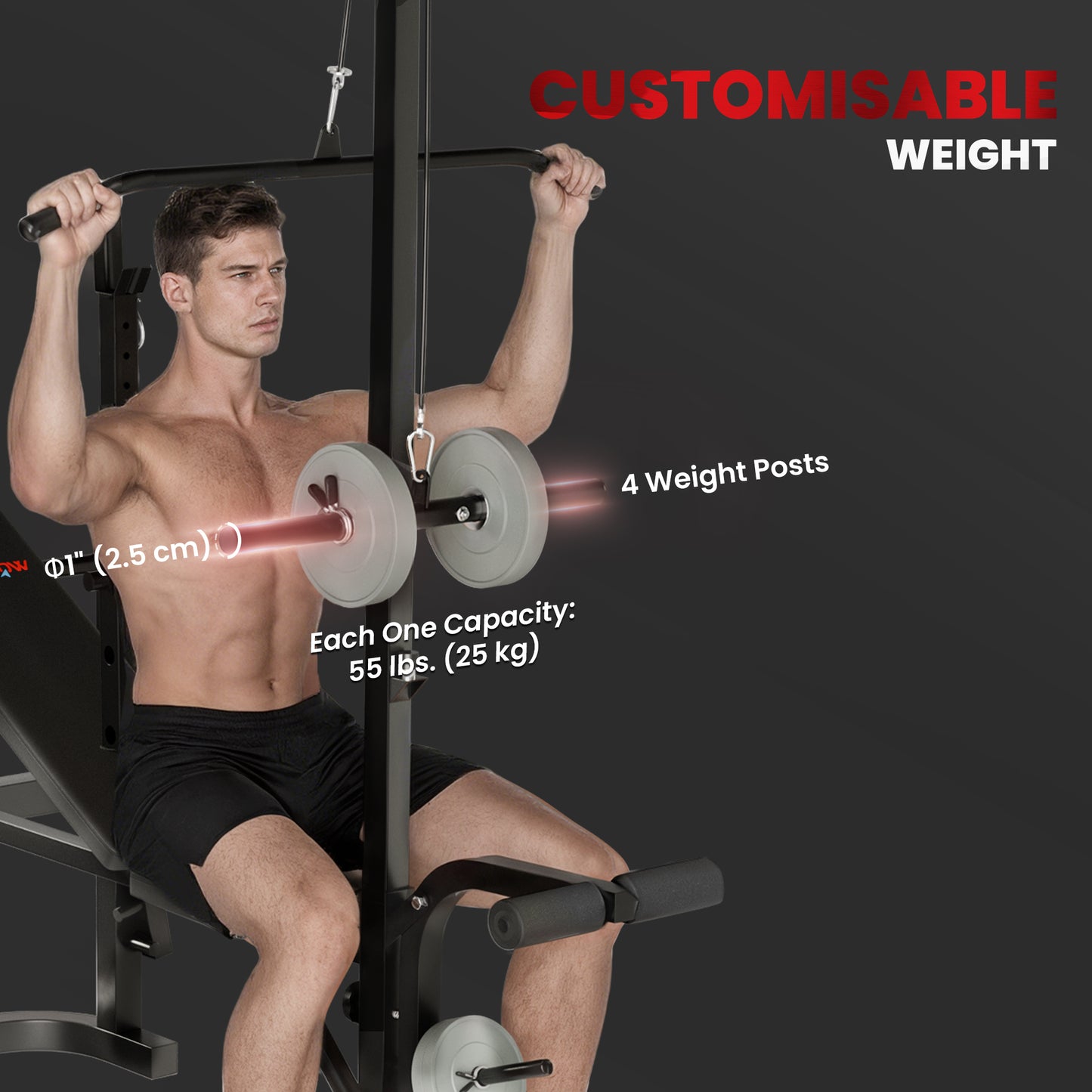 Multi-Exercise Adjustable Weight Bench with Bench Press Rack