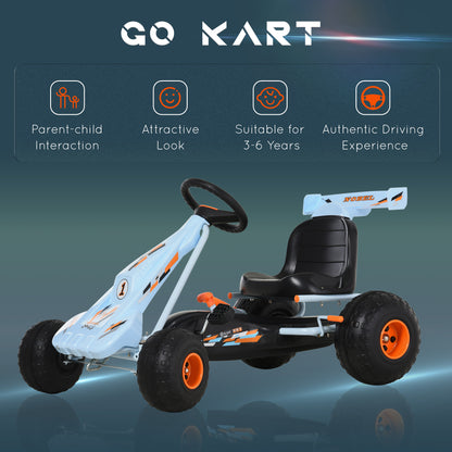 Pedal Go Kart, Kids Ride On Race Car with Brake, Gears Shift, Steering Wheel, Adjustable Seat