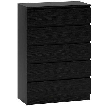 Chest of Drawers, 5 Drawer Dresser, Modern Storage Cabinet with 5 Drawers, for Bedroom, Living Room, Black