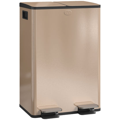 56L Dual Compartment Stainless Steel Bin, with Deodoriser Holders - Gold Tone