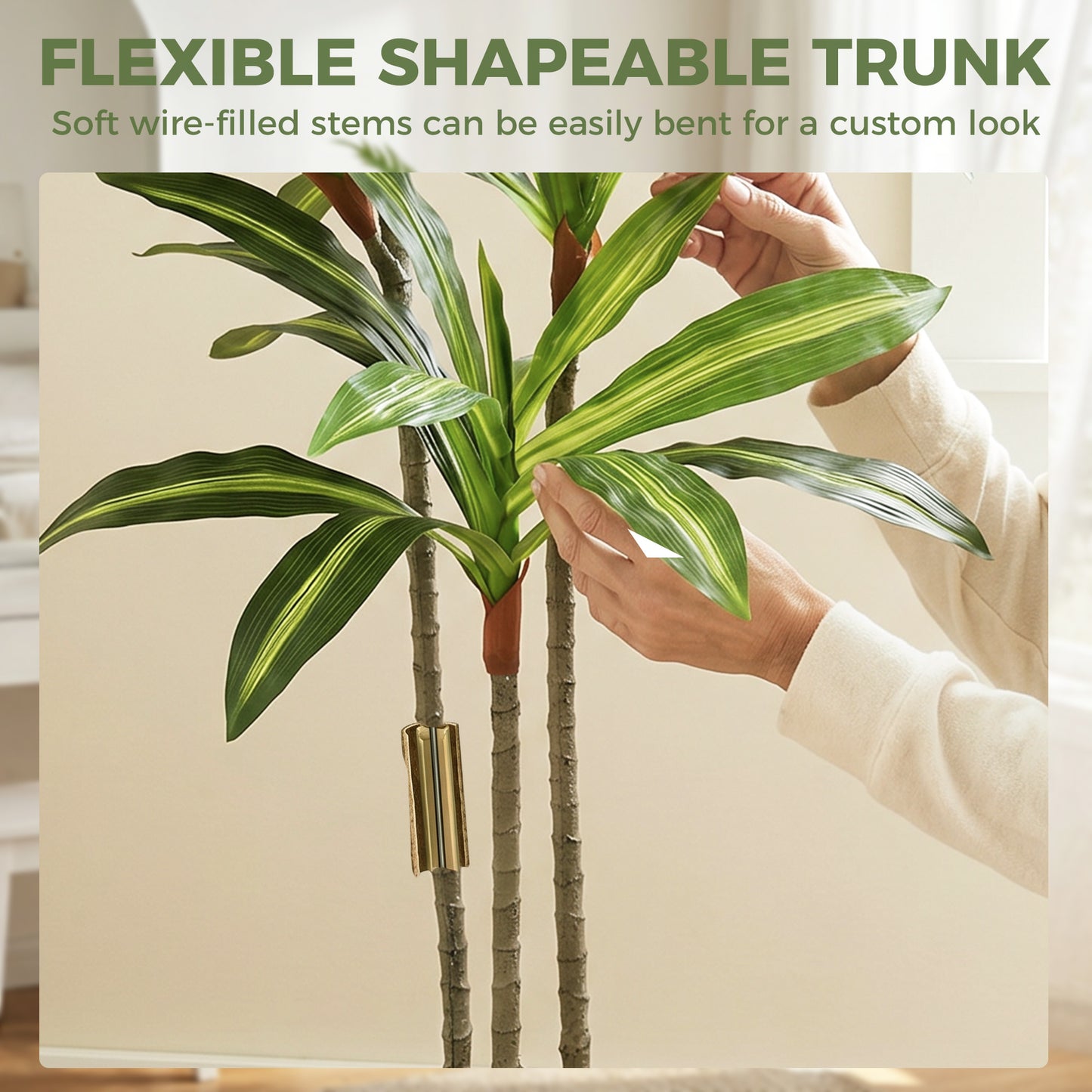 120cm Lifelike Fake Tree, Artificial Dracaena Tree with Bendable Trunks, Green