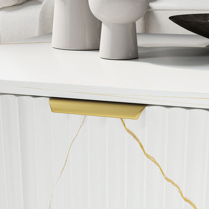 Elegant Marble Effect Storage Coffee Table - White