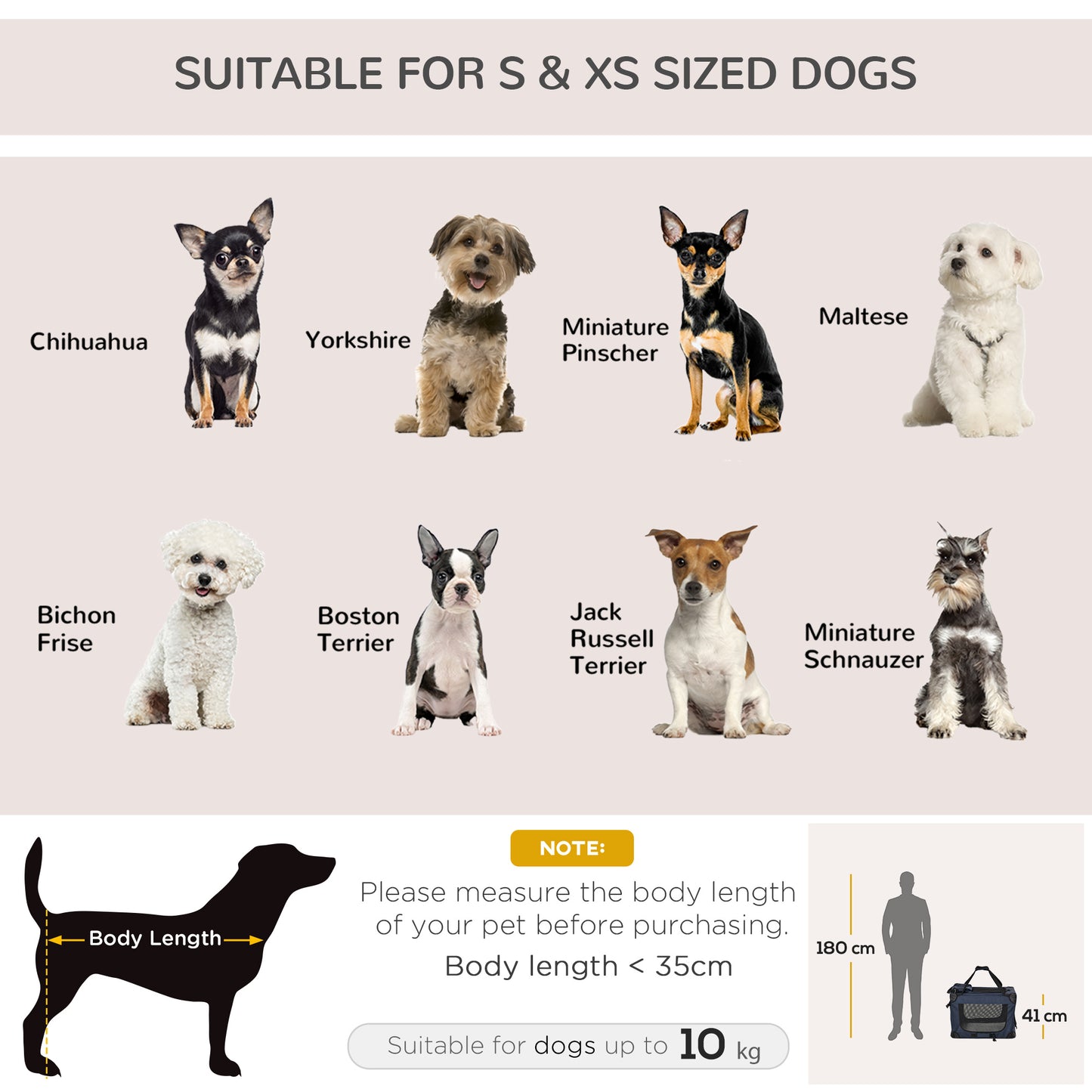 Foldable Pet Carrier for Small and Miniature Dogs, Portable Cat Carrier Soft Side Pet Travel Crate with Removable Mat