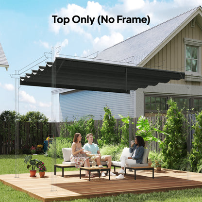 Retractable Pergola Cover, 2.55 x 2.5 m Replacement Canopy Fabric for 3 x 3 m Frame, Roof Top Only, Dark Grey