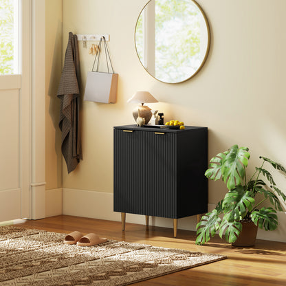 Sideboard Buffet Cabinet, Modern Kitchen Storage Cabinet with Adjustable Shelves and Metal Legs, Black