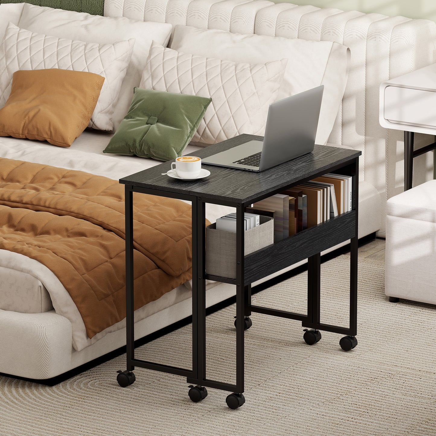 80 cm Drop Leaf Writing Work Desk - Black