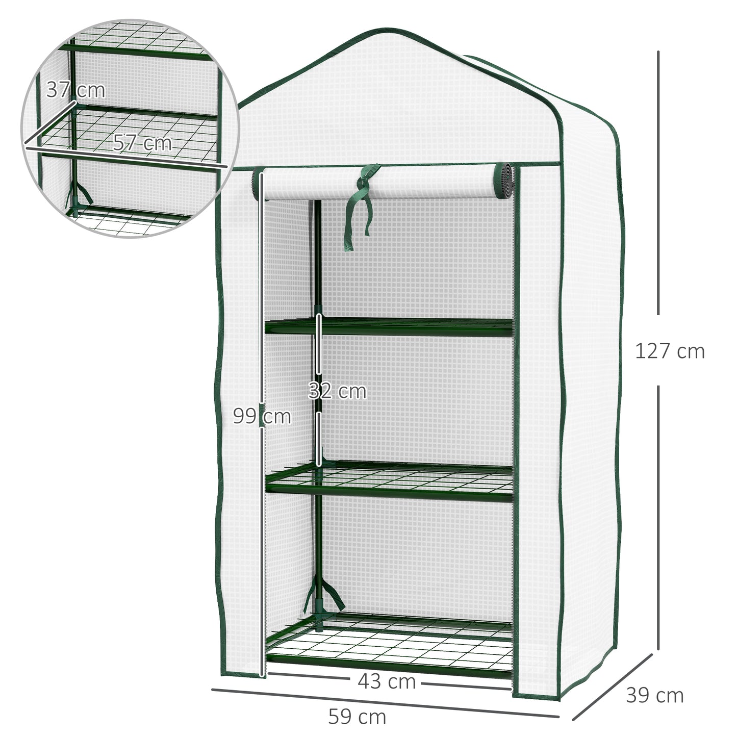 Three-Tier Mini Greenhouse - White