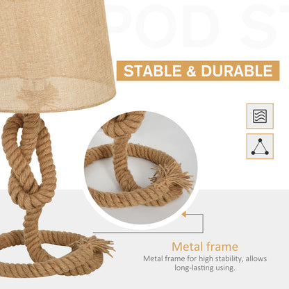Nautical Table Lamp with Fabric Shade – Beige