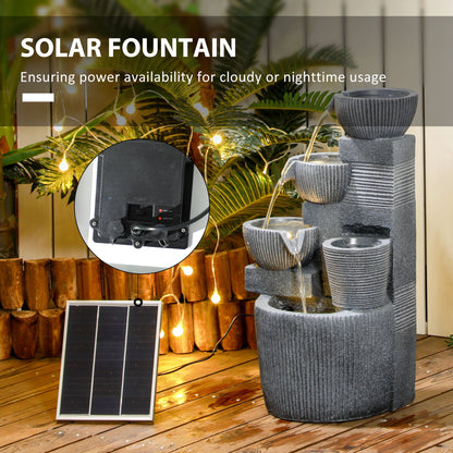 Solar Powered Outdoor Water Fountain - Dark Grey