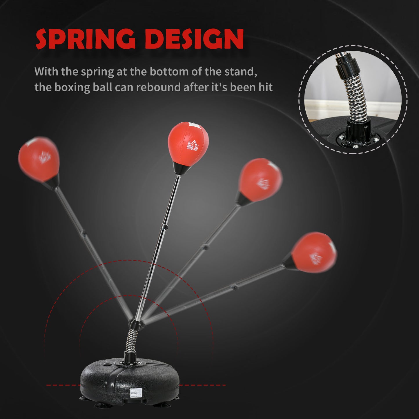 Punching Bag with Stand, 133-151cm Adjustable Height, for Teens, Red/Black